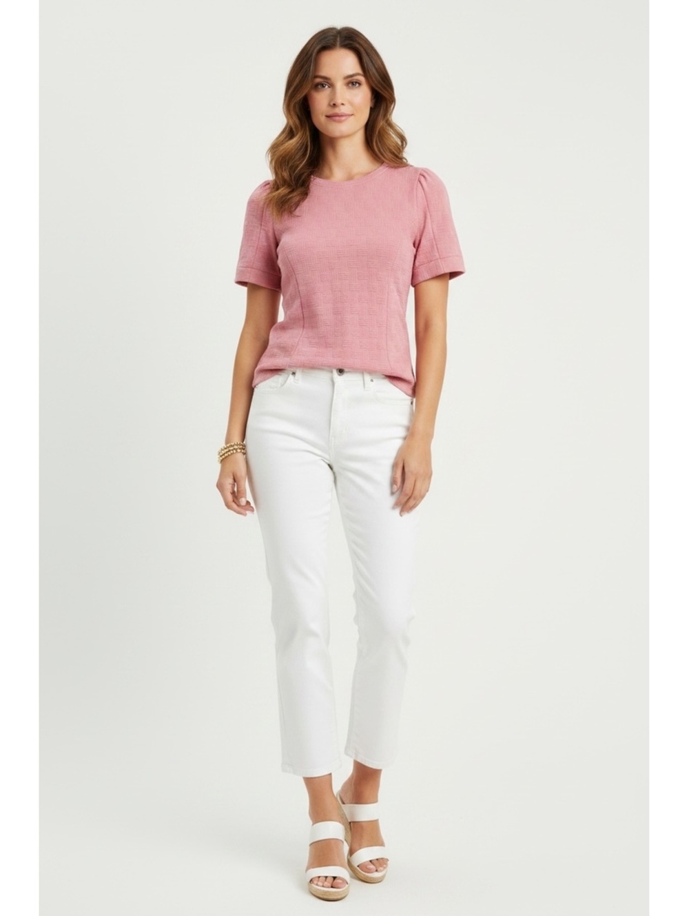 Umgee Oversized Pink Textured Puff Sleeve Knit Top Blouse - Size Small (EUC) - Picture 1 of 6